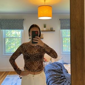 Cheetah mesh crop top princess polly